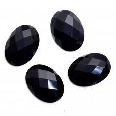 Black onyx 13x18mm oval rose cut flat back 7.6 ct gemstone 